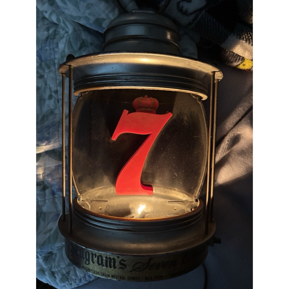 Vintage Seagrams Seven Crown Lighted Lantern Advertising Display Bar Lamp Sign